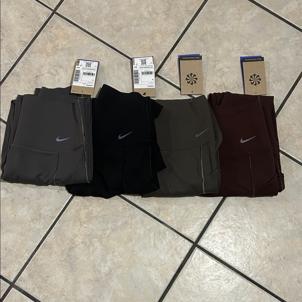Nike women leggings in Gray, Black, Olive, and Maroon
